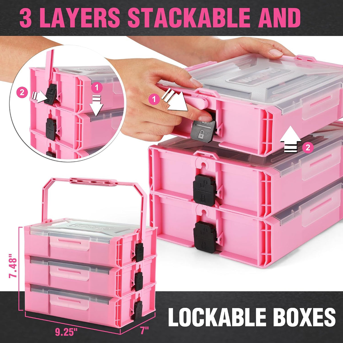 8V Power Drill, Pink Tool Kit Set for Women, Cordless Drill Driver