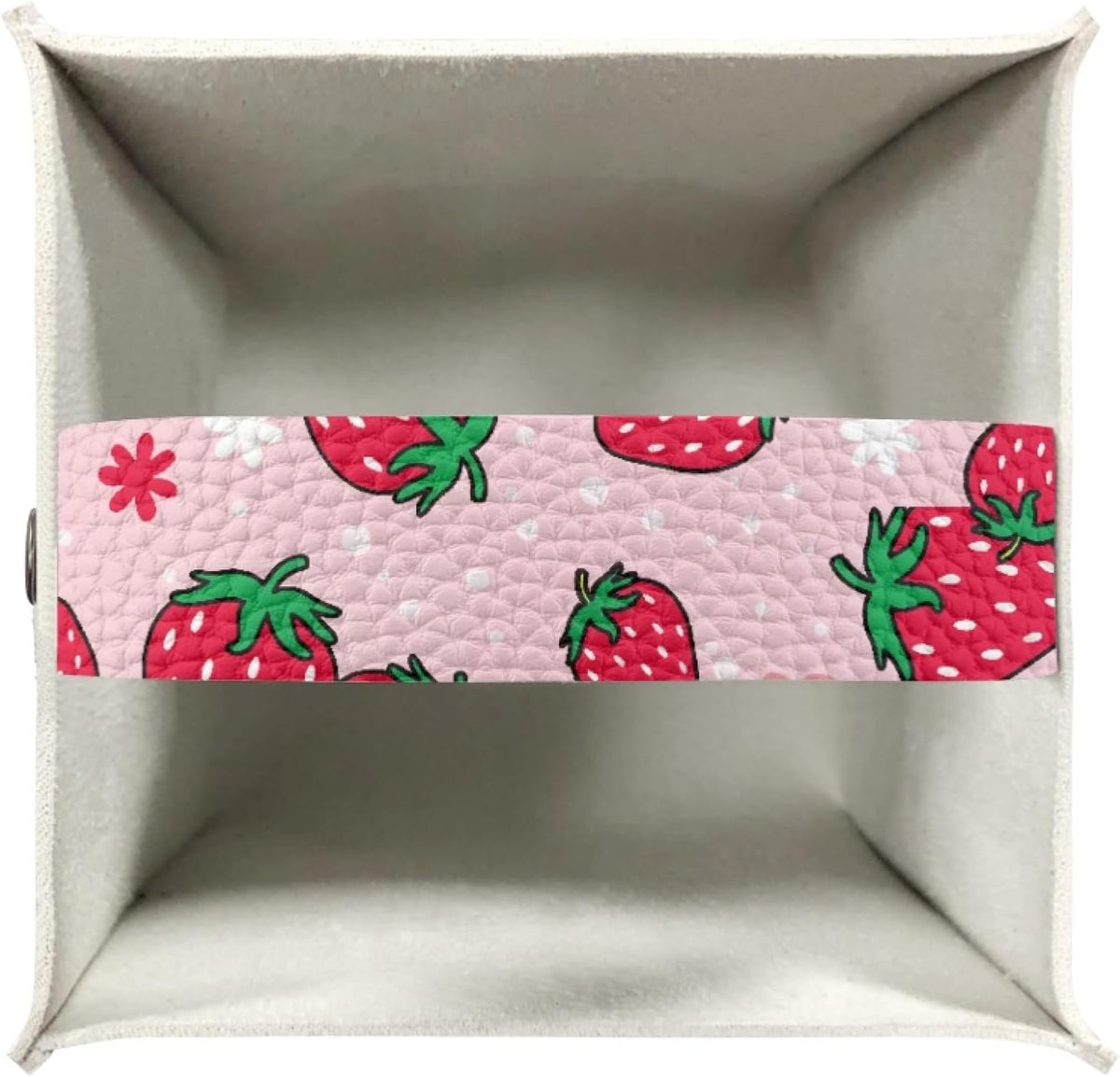 Pink Strawberry Tissue Box Cover Water Resistant Leather Tissue Box Holder Cube Facial Paper Organizer Cute Dispenser Napkin Holder Case Home Decoration