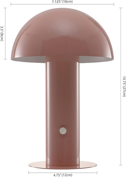 Boletus Mushroom Desk Lamp 10.75" Metal LED, Pink