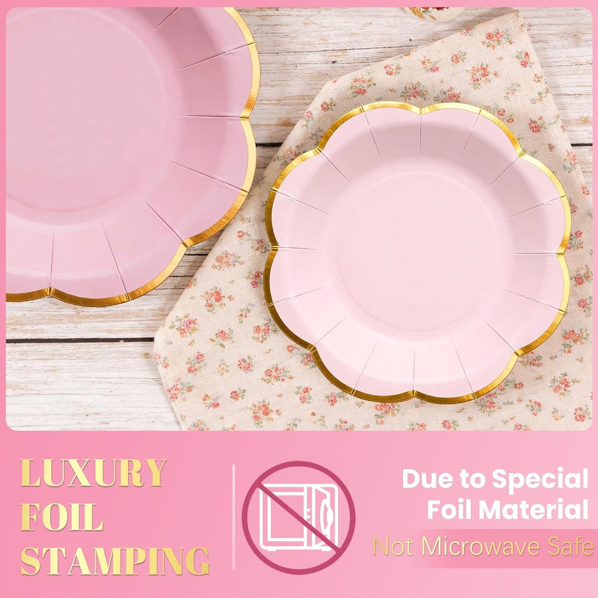 168Pcs Pink Paper Plates and Napkins Party Supplies for 24 Guests