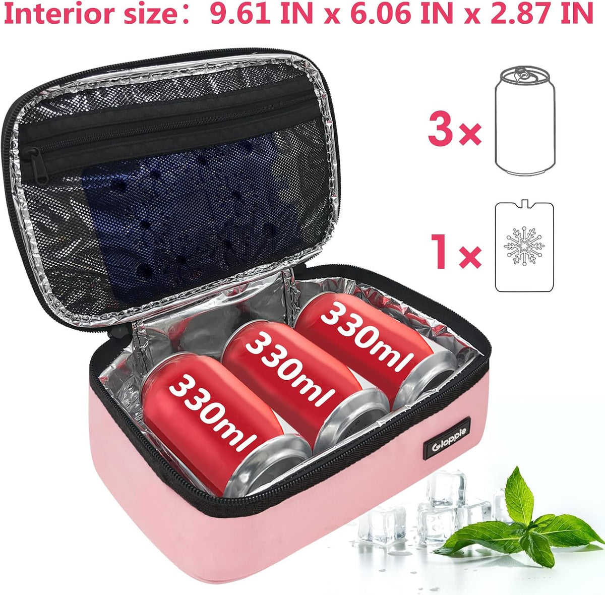 Small Lunch Bag, Insulated Lunch Box for Adults & Kids, Pink