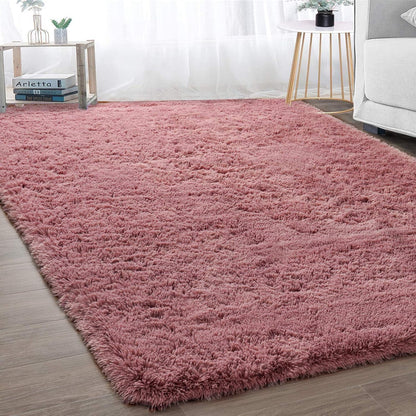 Soft Modern Indoor Large Shaggy Rug for Bedroom Livingroom Dorm Kids Room Home Decorative, Non-Slip Plush Fluffy Furry Fur Area Rugs Comfy Nursery Accent Floor Carpet 3x5 Feet, Blush