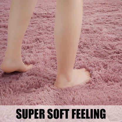 Soft Modern Indoor Large Shaggy Rug for Bedroom Livingroom Dorm Kids Room Home Decorative, Non-Slip Plush Fluffy Furry Fur Area Rugs Comfy Nursery Accent Floor Carpet 3x5 Feet, Blush