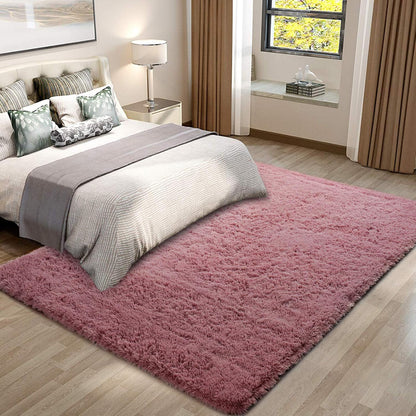 Soft Modern Indoor Large Shaggy Rug for Bedroom Livingroom Dorm Kids Room Home Decorative, Non-Slip Plush Fluffy Furry Fur Area Rugs Comfy Nursery Accent Floor Carpet 3x5 Feet, Blush