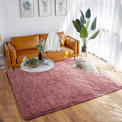Soft Modern Indoor Large Shaggy Rug for Bedroom Livingroom Dorm Kids Room Home Decorative, Non-Slip Plush Fluffy Furry Fur Area Rugs Comfy Nursery Accent Floor Carpet 3x5 Feet, Blush