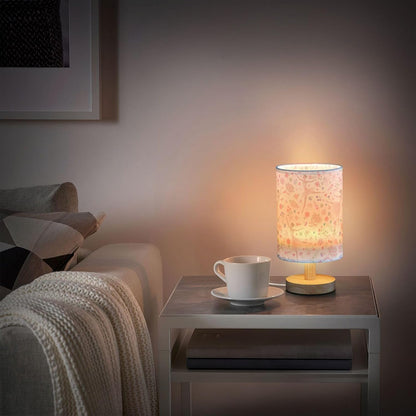 Floral Dancing Ballerina Ballet Dancer Pink Pastel Color Flower Table Lamp with Wood Base Fabric Lamp Shade Bedside Nightstand Desk Lamp for Living Room Bedroom Kids Room Office