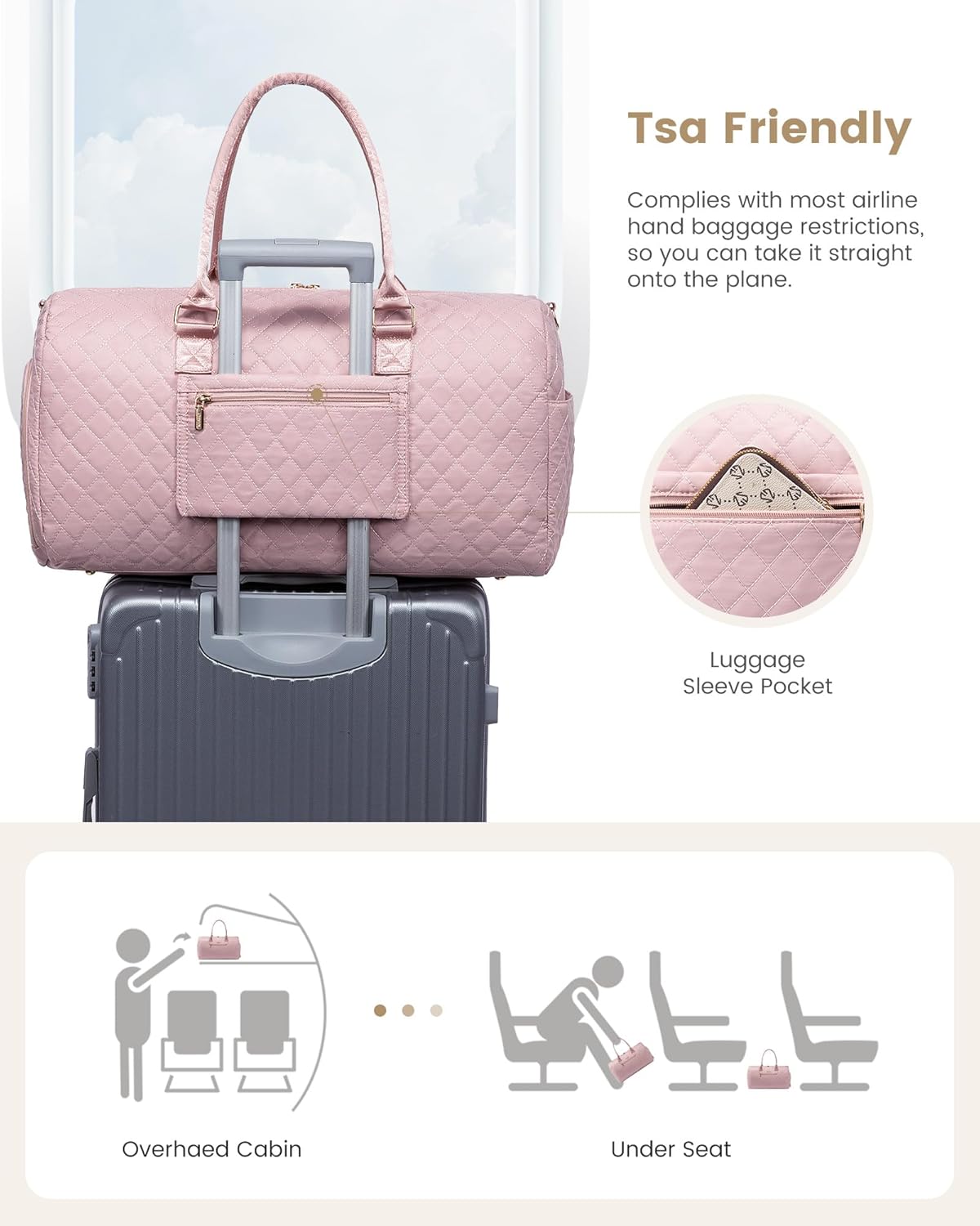 Travel Duffle Bag, Weekender Bag for Women with Toiletry Bag, Carry on Overnight Bag with Shoe Compartment, Gym Duffel Bag with Wet Pocket, Mommy Hospital Bags for Labor and Delivery