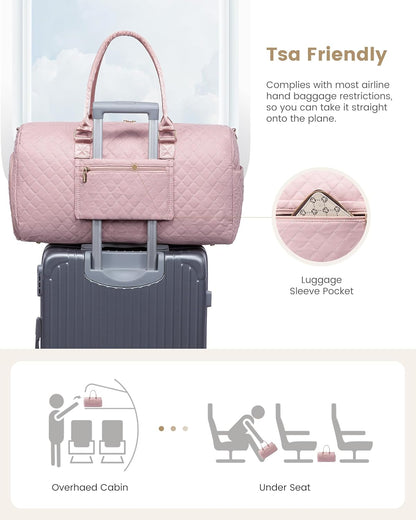 Travel Duffle Bag, Weekender Bag for Women with Toiletry Bag, Carry on Overnight Bag with Shoe Compartment, Gym Duffel Bag with Wet Pocket, Mommy Hospital Bags for Labor and Delivery