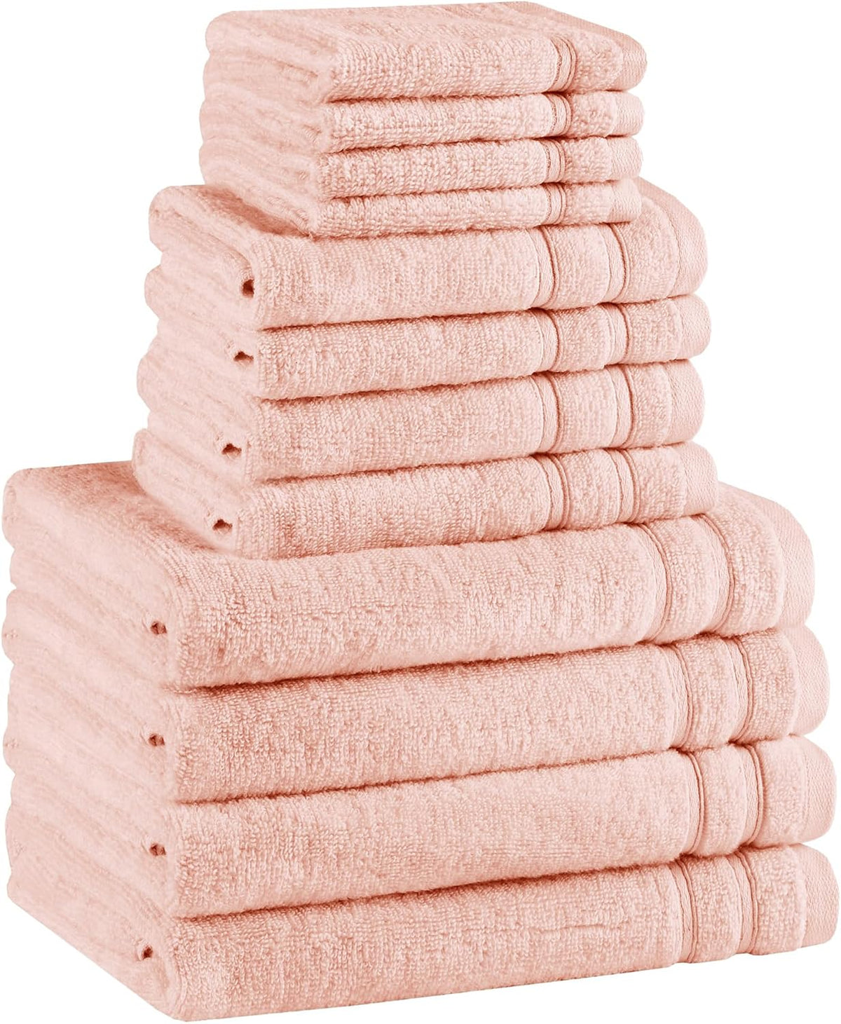 12 Pc Towel Set, 100% Cotton Zero Twist, Blush