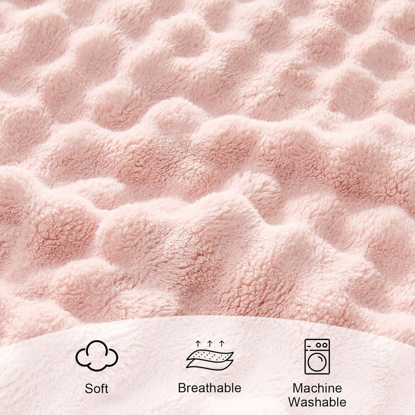 3D Bubble Fleece Blanket - Ultra Soft Fluffy Pink Throw Blanket for Couch, Lightweight Cozy Throw for All Season, Adults Women Kids(Pink, 50"x60")