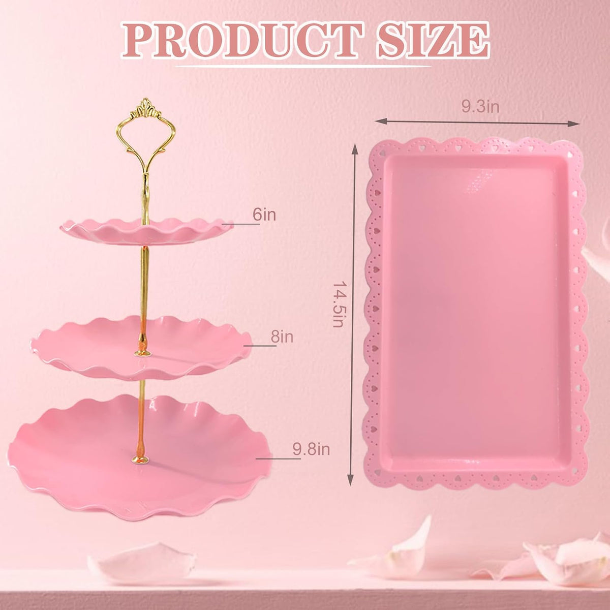 5 Pcs Dessert Table Display Set, Round Cupcake Stand, Pink