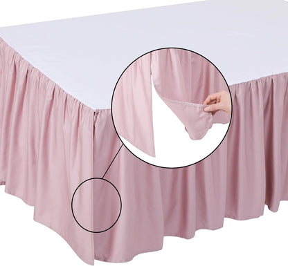 Crib Skirt Dust RuffleCrib Skirt Dust Ruffle, 100% Egyptian Cotton 400 Thread Count Soft Breathable Crib Bedding Skirt for Baby, Boys and Girls, Fading Resistant (Pink)