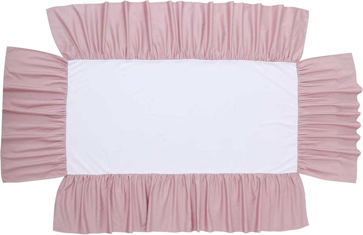 Crib Skirt Dust RuffleCrib Skirt Dust Ruffle, 100% Egyptian Cotton 400 Thread Count Soft Breathable Crib Bedding Skirt for Baby, Boys and Girls, Fading Resistant (Pink)