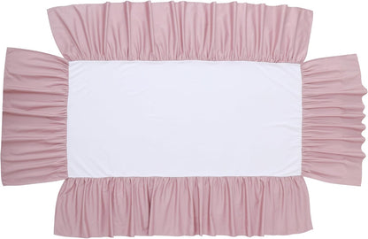 Crib Skirt Dust RuffleCrib Skirt Dust Ruffle, 100% Egyptian Cotton 400 Thread Count Soft Breathable Crib Bedding Skirt for Baby, Boys and Girls, Fading Resistant (Pink)