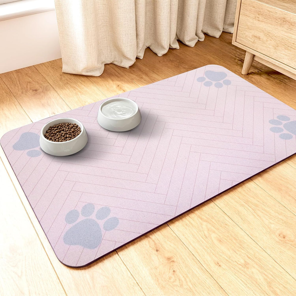 Dog Cat Food Mat, Absorbent Pet Feeding Mat for Food and Water Bowl