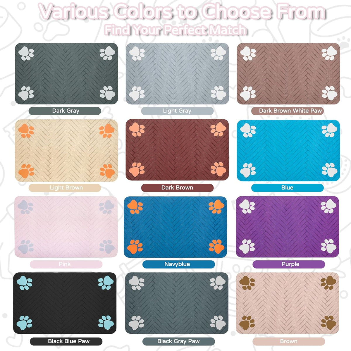 Dog Cat Food Mat, Absorbent Pet Feeding Mat for Food and Water Bowl