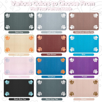 Dog Cat Food Mat, Absorbent Pet Feeding Mat for Food and Water Bowl