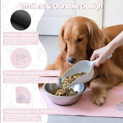 Dog Cat Food Mat, Absorbent Pet Feeding Mat for Food and Water Bowl