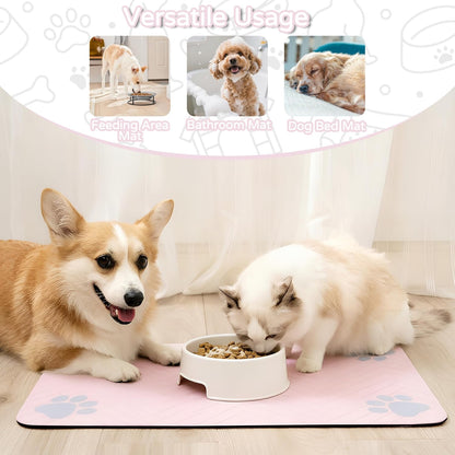 Dog Cat Food Mat, Absorbent Pet Feeding Mat for Food and Water Bowl