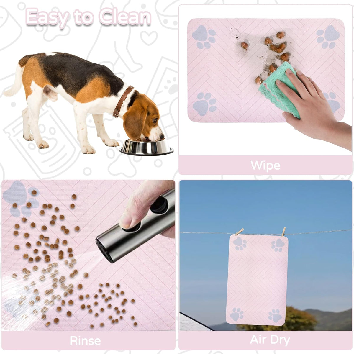 Dog Cat Food Mat, Absorbent Pet Feeding Mat for Food and Water Bowl