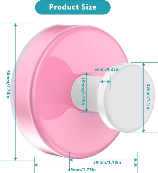 Suction Cup Hooks for Shower,Removable No Drill Towel Hook,Pink White 4 Pcs