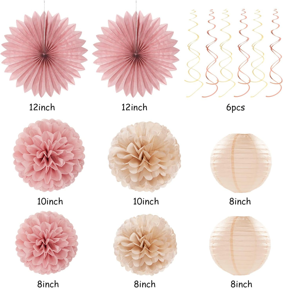 Blush-Pink Rose-Gold Bridal-Shower Fall Party-Decorations - 31pcs Bride to Be Sign Banner,Bachelorette Paper Lanterns,Wedding Streamers Garland,Boho Peach Tissue Pom Poms Fans Decor Supplies