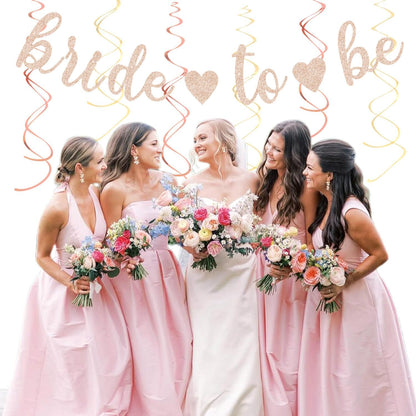 Blush-Pink Rose-Gold Bridal-Shower Fall Party-Decorations - 31pcs Bride to Be Sign Banner,Bachelorette Paper Lanterns,Wedding Streamers Garland,Boho Peach Tissue Pom Poms Fans Decor Supplies