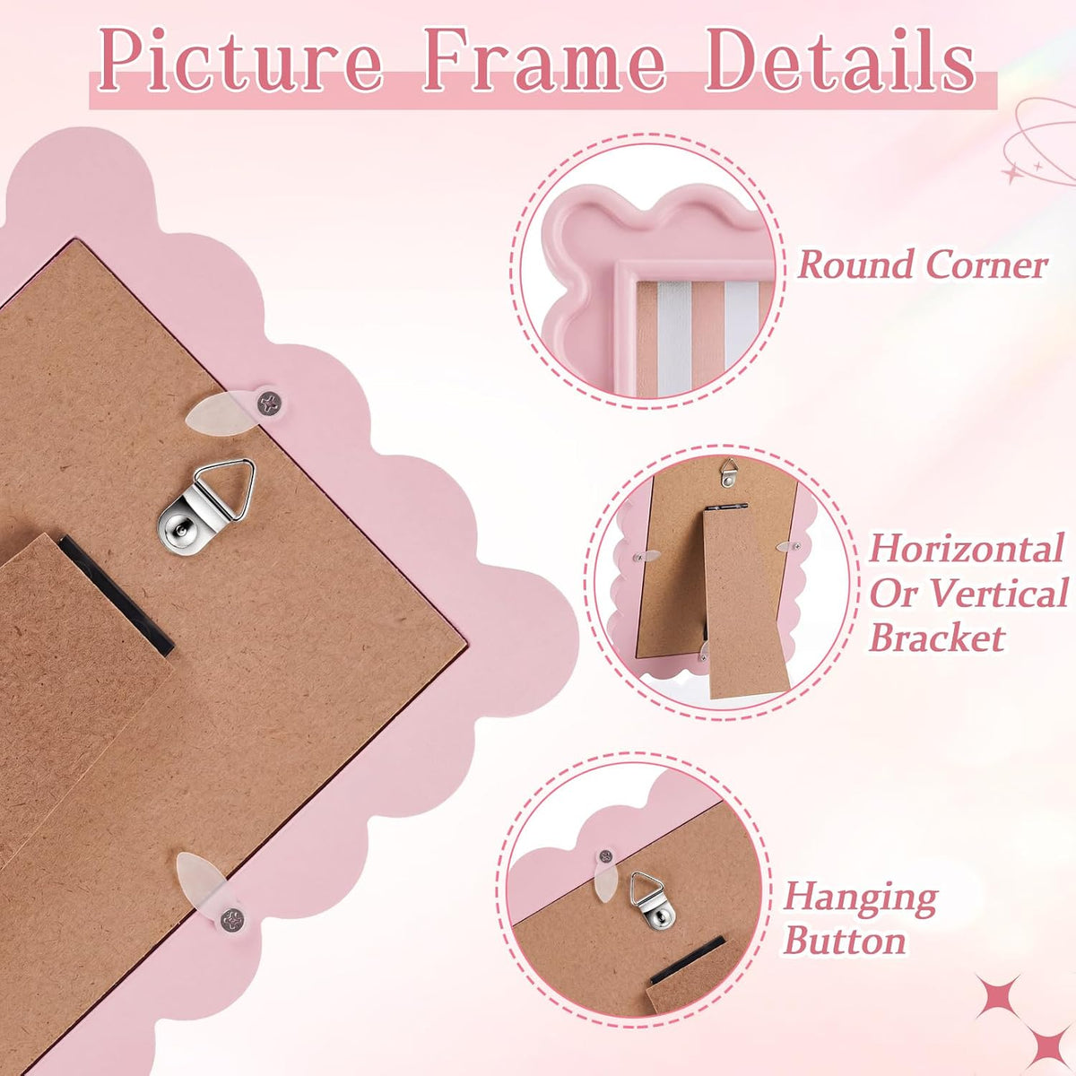 4x6 Inches Light Pink Flower Wavy Scalloped Picture Frame Cute