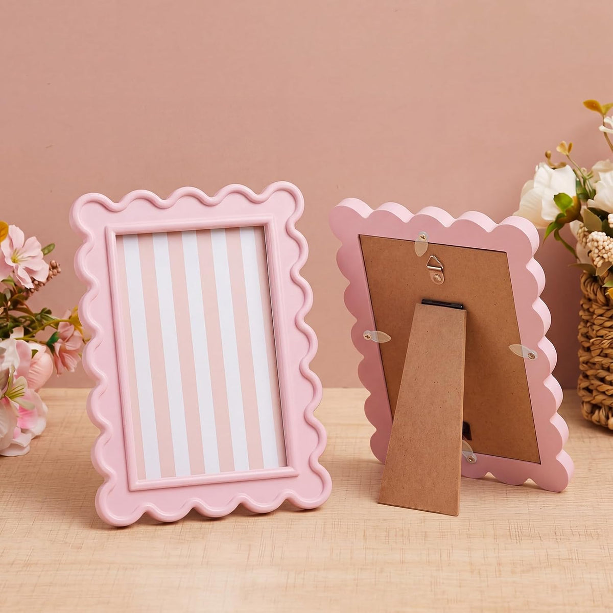 4x6 Inches Light Pink Flower Wavy Scalloped Picture Frame Cute