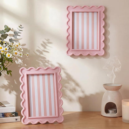 4x6 Inches Light Pink Flower Wavy Scalloped Picture Frame Cute