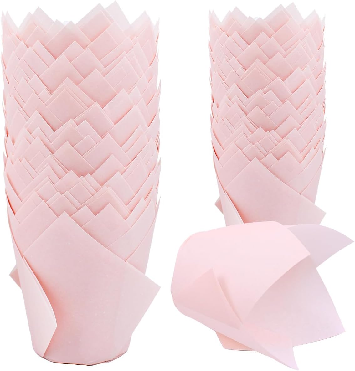 150 Pieces Tulip Cupcake Muffin Liners Paper Baking Cups Greaseproof Cupcake Wrappers for Birthday Wedding Party Baby Showers Catering Restaurants(Pink)