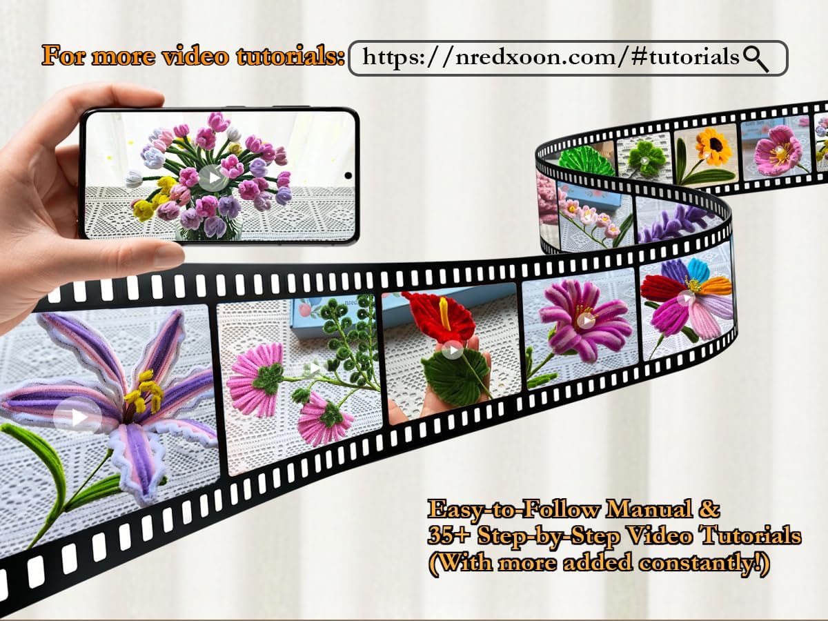 Pipe Cleaner Flower Kit 400pcs Pink Lily Tulip DIY Bouquet Craft