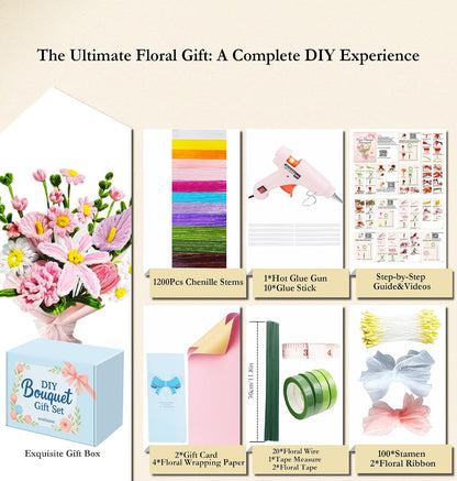 Pipe Cleaner Flower Kit 400pcs Pink Lily Tulip DIY Bouquet Craft