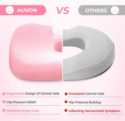 Innovative Donut Pillow Hemorrhoids Scientific Center Hole and Tailbone Cutout, Orthopedic Pain Relief Donut Seat Cushion for Coccyx, Sciatica, Postpartum Pregnancy, After Surgery Sitting Relief