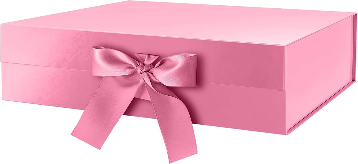Large Pink Gift Box with Lid for Presents 13x9.7x3.4 Inches