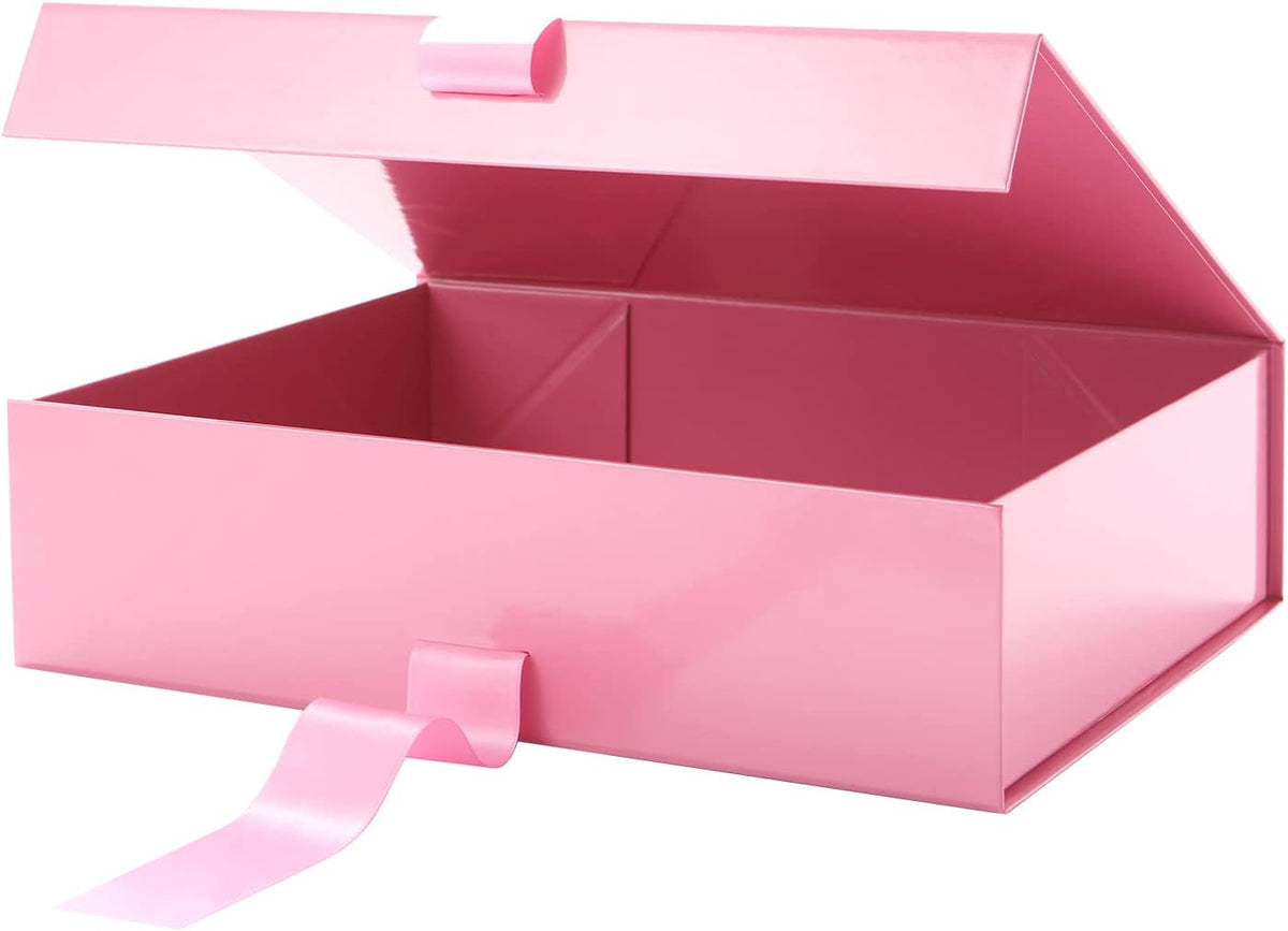 Large Pink Gift Box with Lid for Presents 13x9.7x3.4 Inches