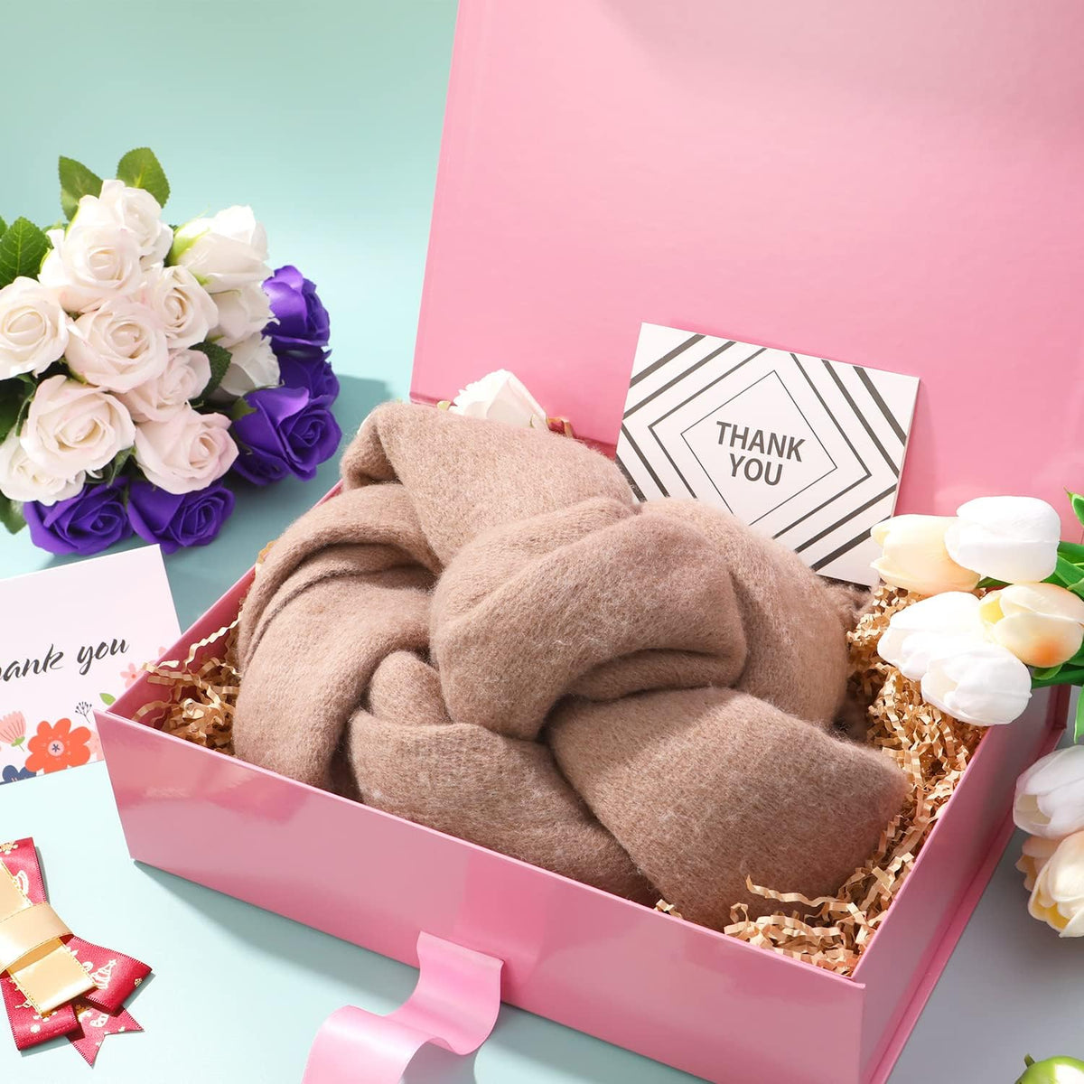 Large Pink Gift Box with Lid for Presents 13x9.7x3.4 Inches