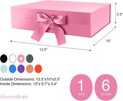 Large Pink Gift Box with Lid for Presents 13x9.7x3.4 Inches