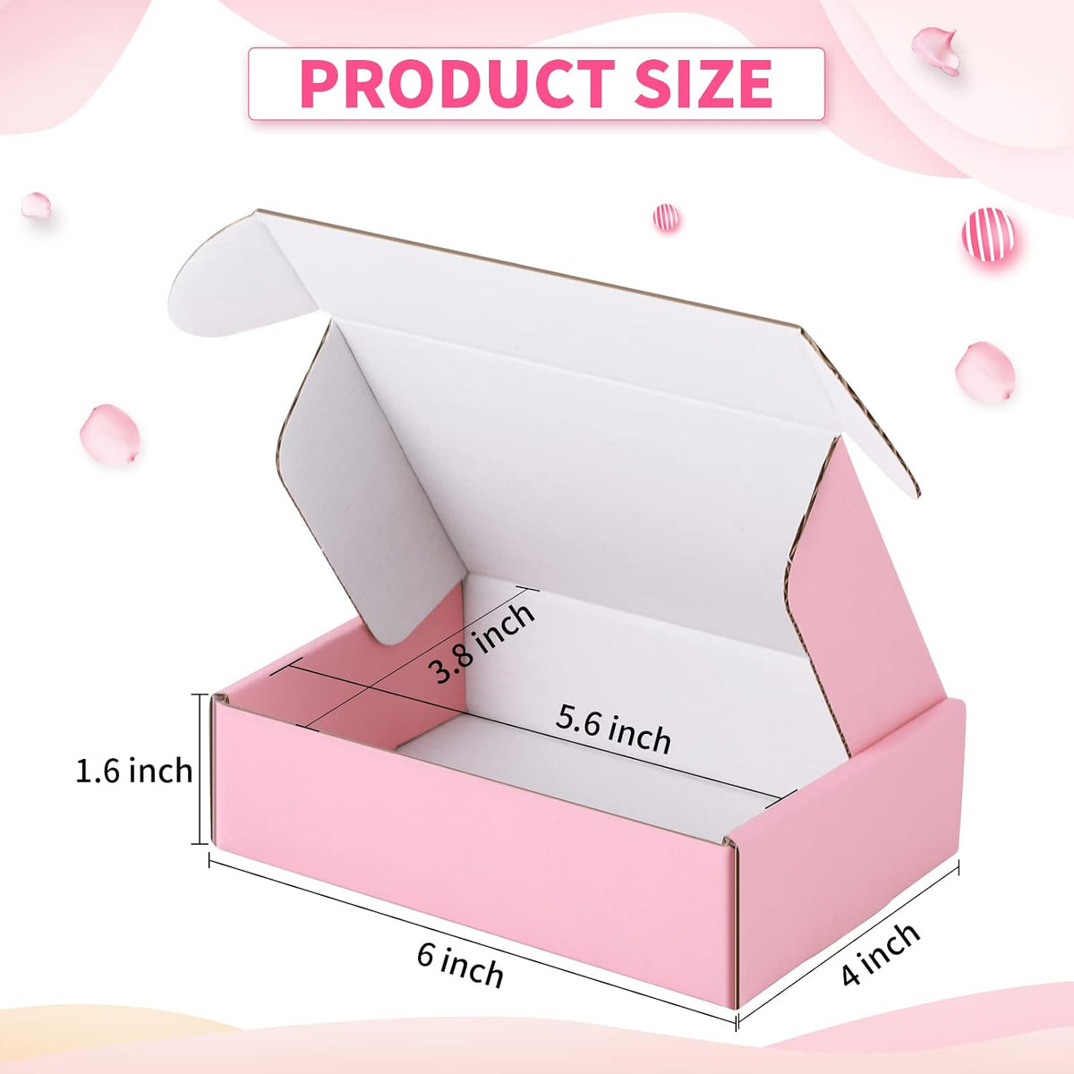 Spakon 50 Packs Shipping Boxes, Cardboard, Pink, 6 x 4 x 1.6 Inches