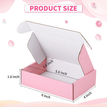 Spakon 50 Packs Shipping Boxes, Cardboard, Pink, 6 x 4 x 1.6 Inches
