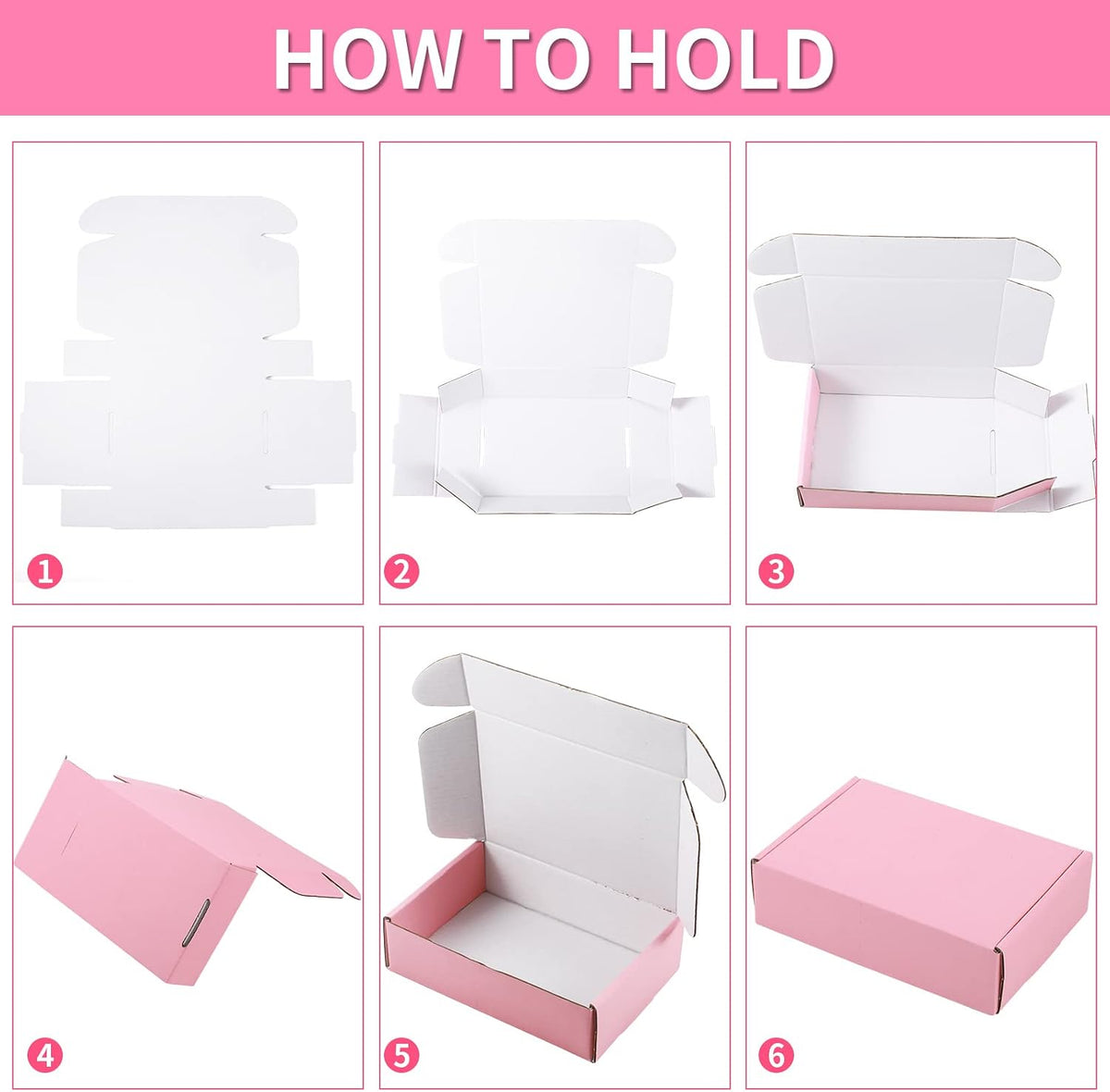 Spakon 50 Packs Shipping Boxes, Cardboard, Pink, 6 x 4 x 1.6 Inches