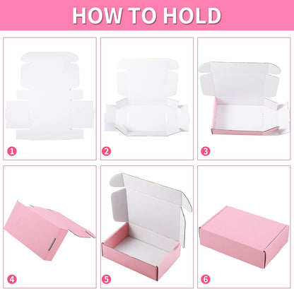 Spakon 50 Packs Shipping Boxes, Cardboard, Pink, 6 x 4 x 1.6 Inches