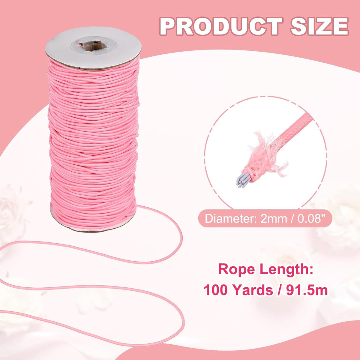Stretchy String for Bracelets, Elastic Crystal Thread Stretch Elastic Beading Cord 2mm & Peach Pink-Fitting for(Bracelets/Sewing/Beading/Necklace/Jewelry Making/Crafts DIY)
