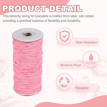 Stretchy String for Bracelets, Elastic Crystal Thread Stretch Elastic Beading Cord 2mm & Peach Pink-Fitting for(Bracelets/Sewing/Beading/Necklace/Jewelry Making/Crafts DIY)