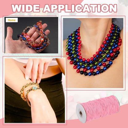 Stretchy String for Bracelets, Elastic Crystal Thread Stretch Elastic Beading Cord 2mm & Peach Pink-Fitting for(Bracelets/Sewing/Beading/Necklace/Jewelry Making/Crafts DIY)