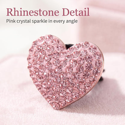 Pink Heart & Butterfly Air Vent Clips, 4 Pcs Bling Heart & Butterfly Air Fresheners Vents Clips Diamond Car Interior Decor Bling Cute Pink Car Accessories Decoration for Women + Heart Mask Hook