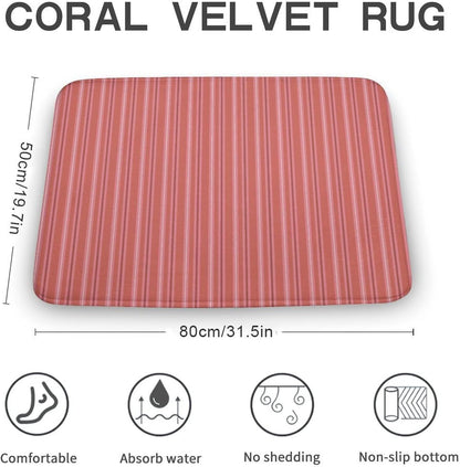 Trendy & Cute Pink Stripes Bath Mat Rug 30x20, Ultra Soft Bathroom Rug, Non Slip and Absorbent Bath Rug Carpet for Bathroom Floor, Tub and Shower