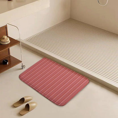 Trendy & Cute Pink Stripes Bath Mat Rug 30x20, Ultra Soft Bathroom Rug, Non Slip and Absorbent Bath Rug Carpet for Bathroom Floor, Tub and Shower