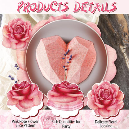 200 Pcs Pink Floral Paper Placemats and Coasters Rose Flower Design