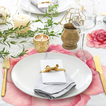 200 Pcs Pink Floral Paper Placemats and Coasters Rose Flower Design